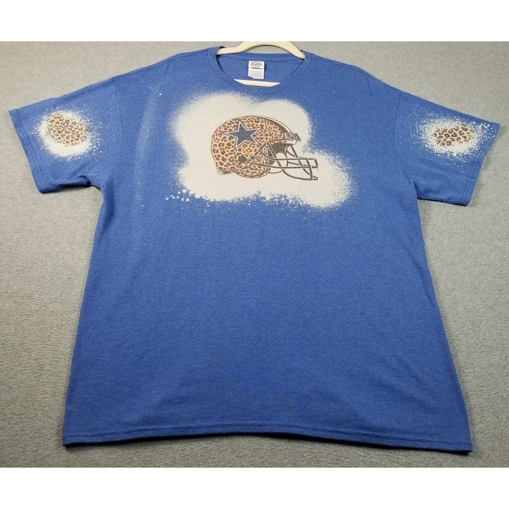 Delta T-Shirt Adult XL Extra Large Blue Leopard Bleached Graphic Football Tee